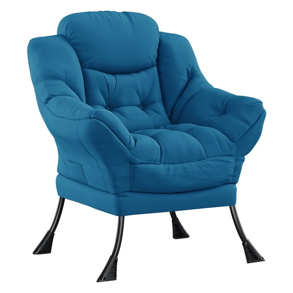 Lazy Chair Modern Large Accent Lounge Armchair with Side Pocket, Comfy Leisure Sofa Reading Chair, for Bedroom, Living Room, Dorm Rooms and Office