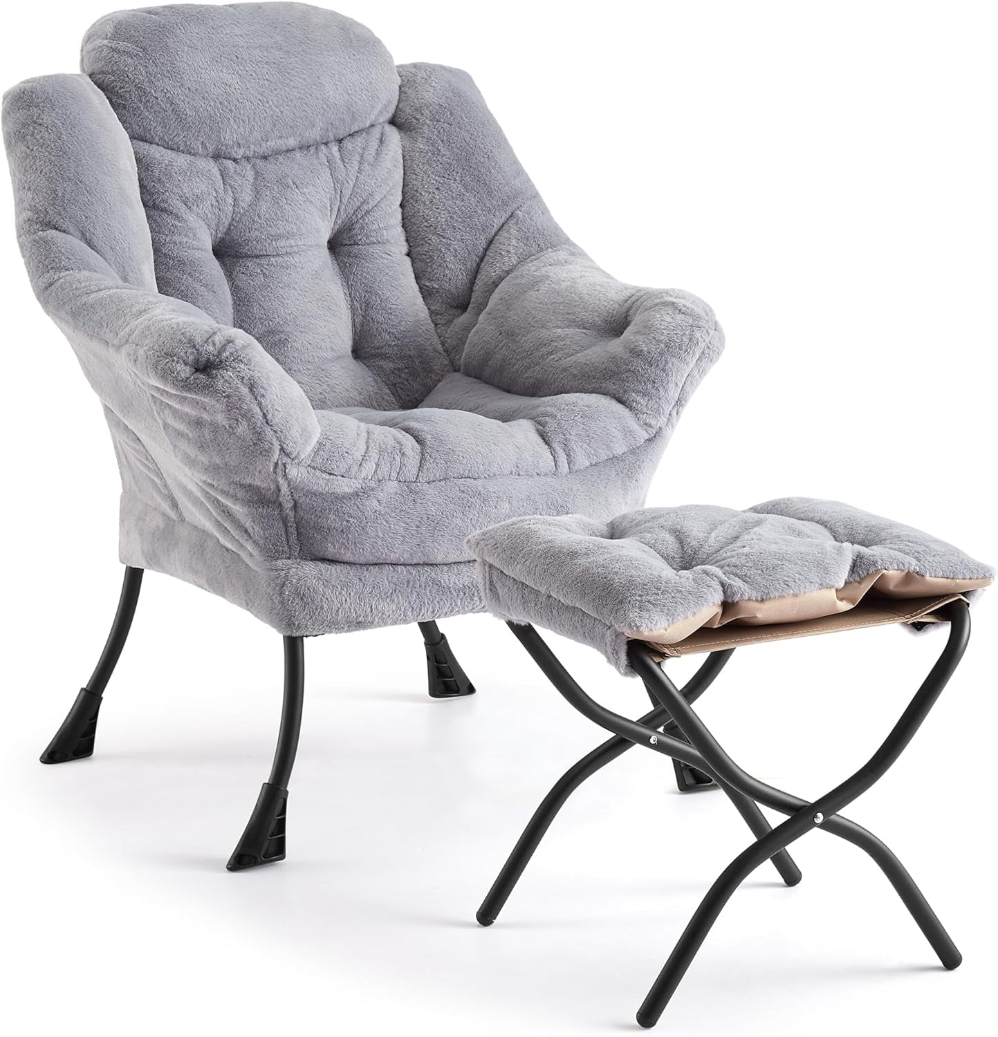 Lazy Chair with Ottoman, Large Lounge Accent Chair, Comfy Armchair with ...