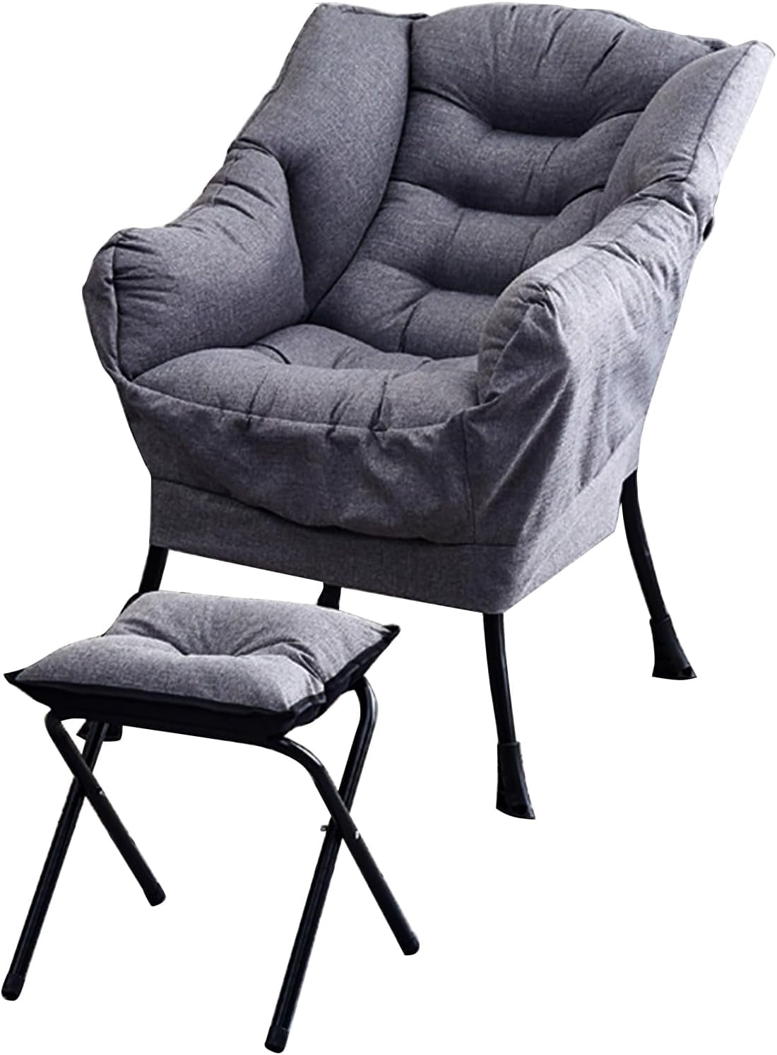 Lazy Chair with Ottoman, Modern Living Room Suede Large Lounge Chair ...