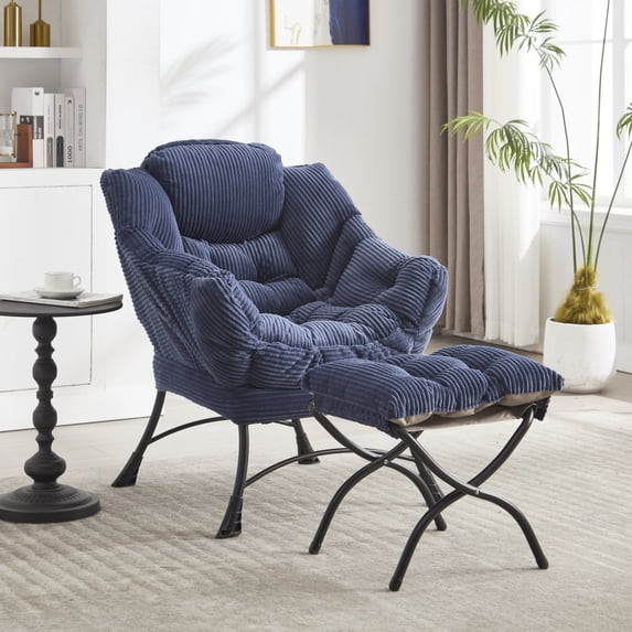 Lazy Chair with Ottoman – 37.4" Tall – Side Pocket – 250 lb Capacity – Compact Corner Design