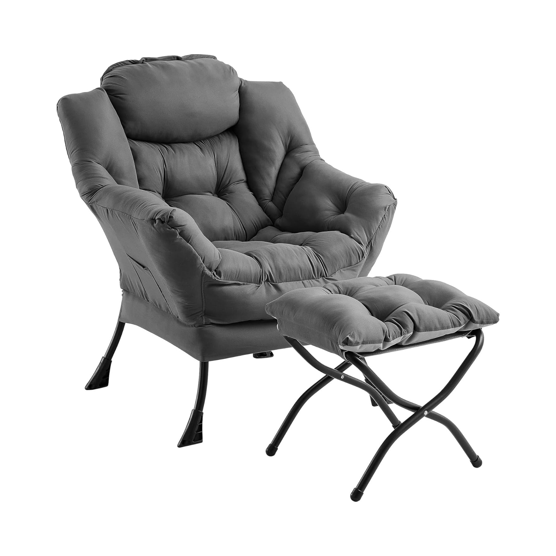 Lazy Chair with Ottoman, Modern Lounge Accent Chairs with Footrest ...
