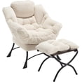 thumbnail image 1 of Lazy Chair with Ottoman,  Lounge Chair for Reading, Relaxing, and Napping, Perfect for Living Room, Bedroom, or Office, White, 1 of 7