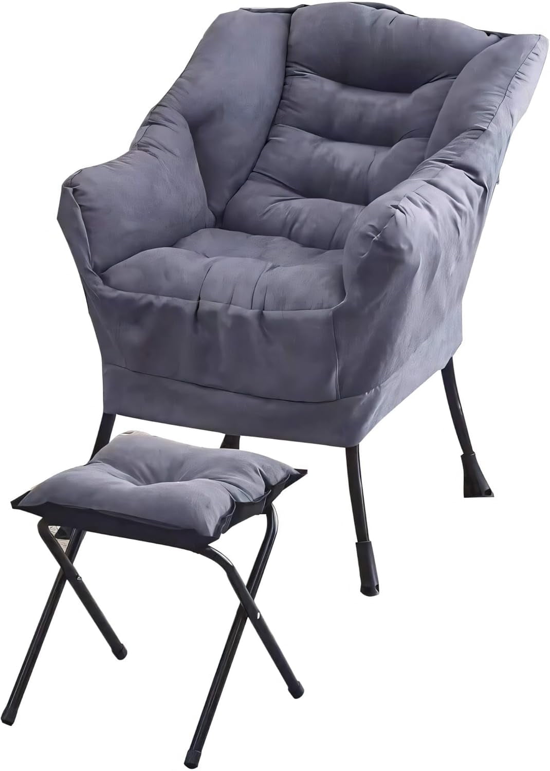Lazy Chair with Ottoman, Modern Accent Chair w/Armrests & Side Pocket ...