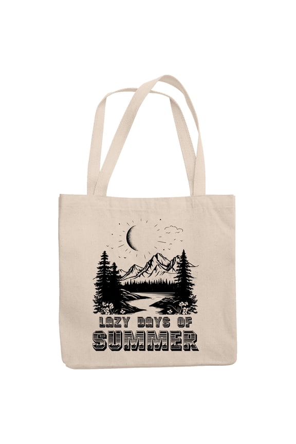Lazy Days of Summer feat. a Lake and Mountains, Vacation Themed, 12oz Canvas Tote Bag