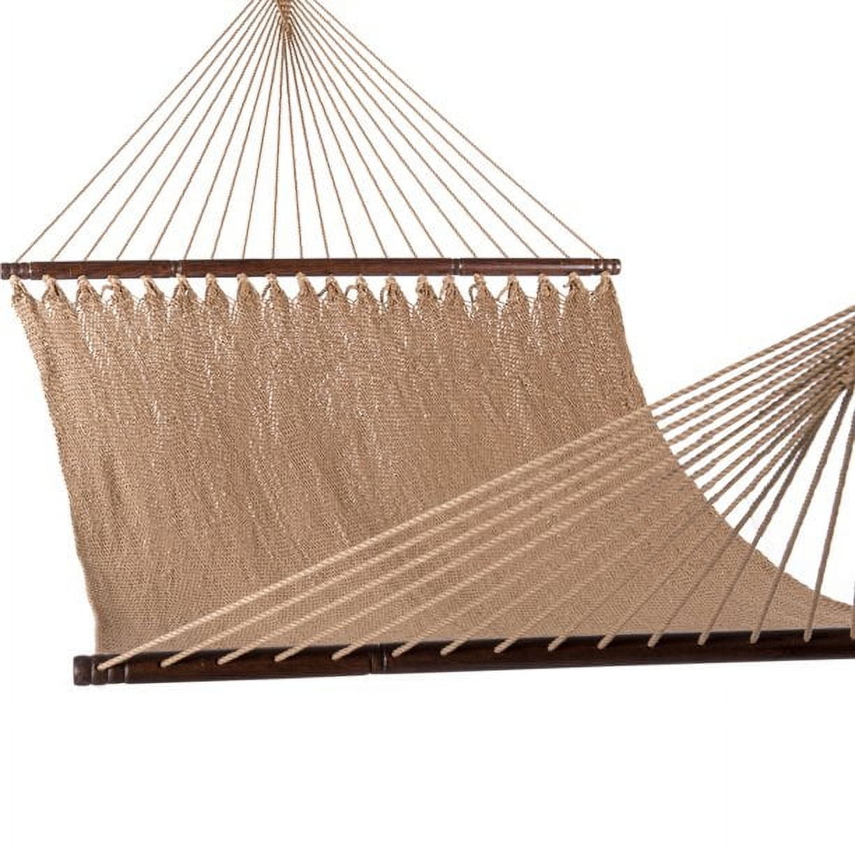 Lazy Daze 10 FT Double 2 Person Caribbean Rope Hammock, Hand Woven Polyester Hammock with Spreader Bars, 450 LBS Capacity, Tan