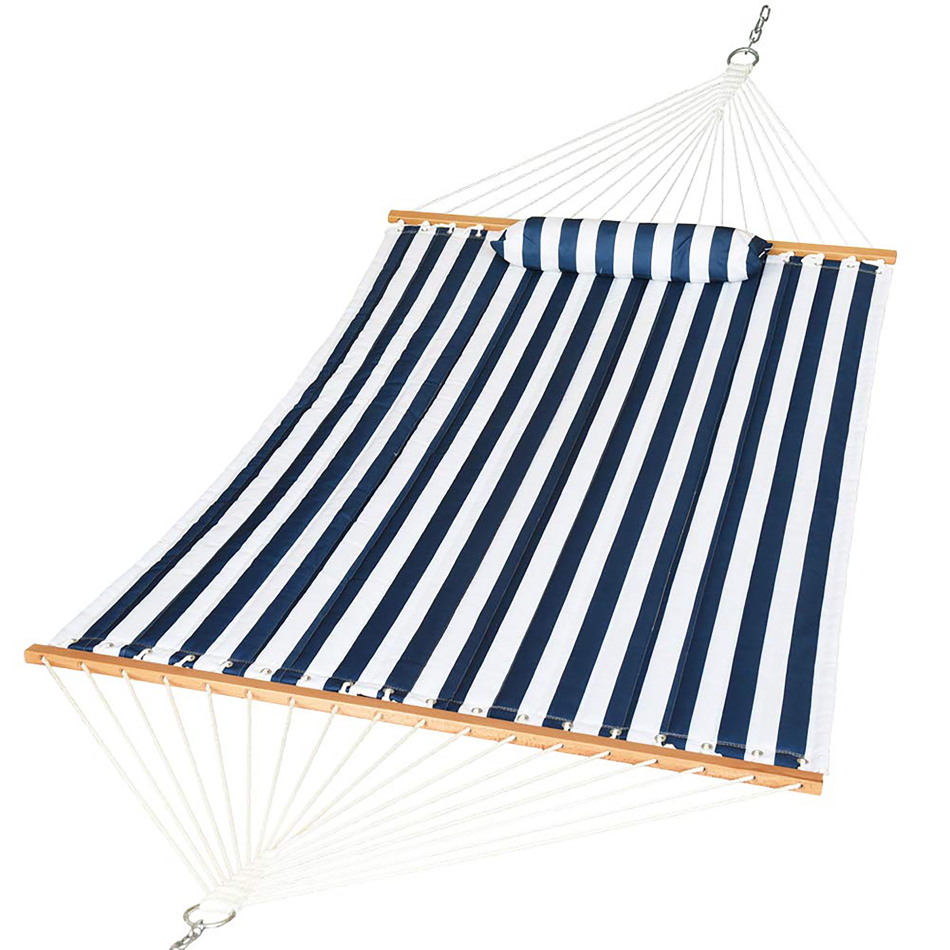 Lazy Daze 12-ft. Quilted Double Hammock with Detachable Pillow, Navy/White