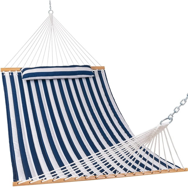 Lazy Daze Hammocks 12 FT Quilted Hammock with Spreader Bar, 2Person Double Hammock with Chains