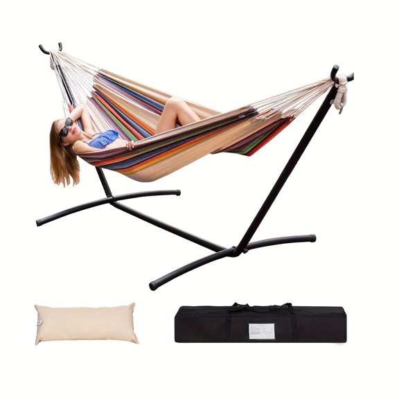 Lazy Daze Heavy-Duty Double Hammock with Steel Stand