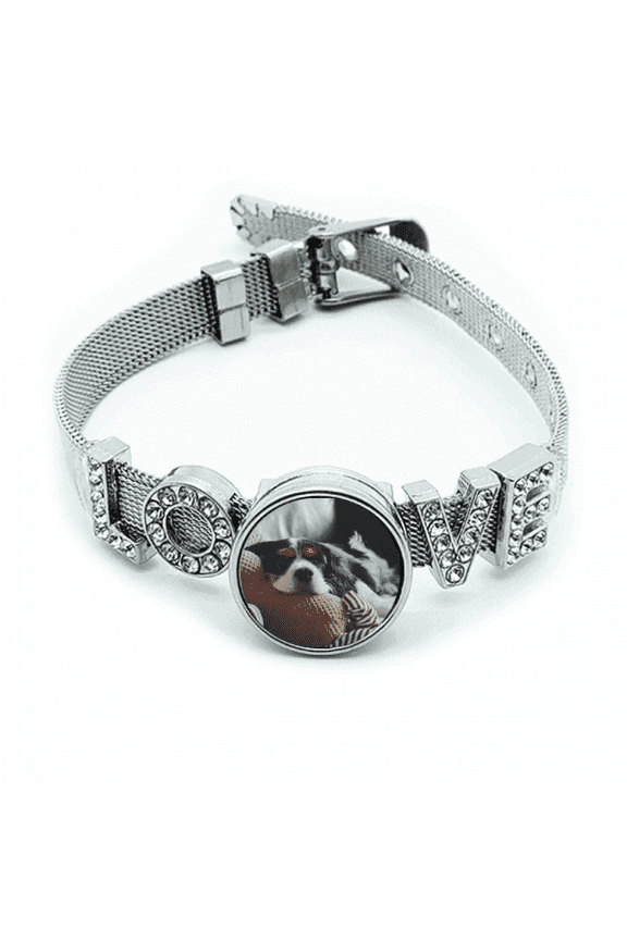 Lazy Dog Animal Sentimental Picture Bracelet Wristband Crystal Love Adjustable Bangle