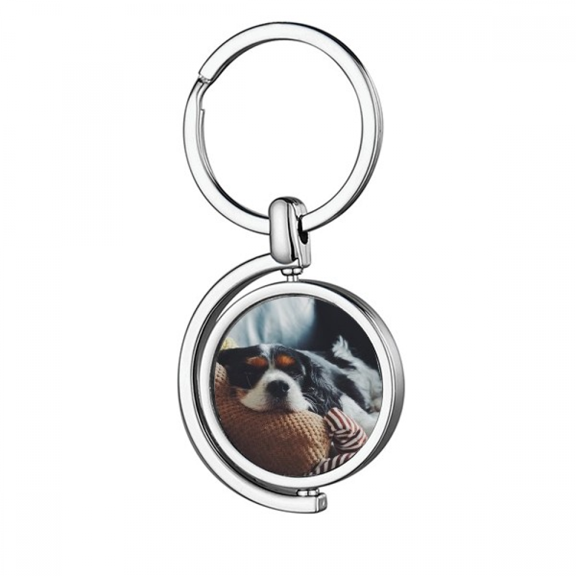 Lazy Dog Animal Sentimental Picture Rotating Keychain Metal Keyring Holder