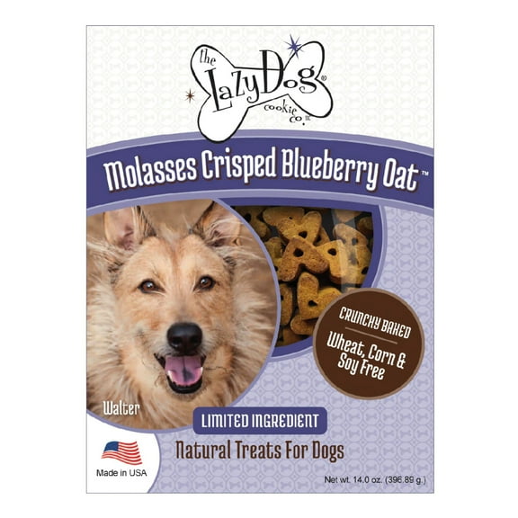 Lazy Dog Cookie Natural Treats For Dogs, Molasses Crisped Blueberry Oat, 14 oz (396.89 g)