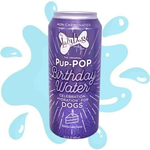 Lazy Dog Cookie 15.5 oz Pup-Pop Birthday Vanilla Cake Flavor Water - 4 Count