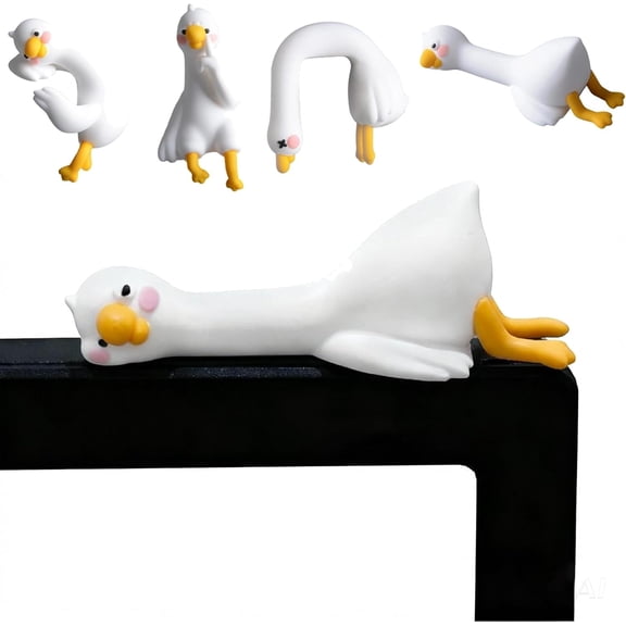 Lazy Duck Computer Decoration, Resin Duck Figurines for Computer Monitor Office Desk and Car Dashboard
