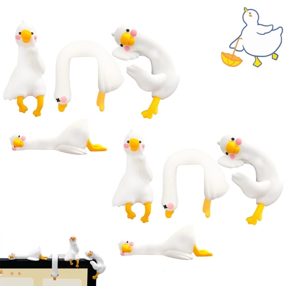 Lazy Ducks Desk Ornaments, 8PCS Tired Duck Figurines for Computer Monitor, Office Desk, Car Dashboard, Mini Resin Cute Duck Decor for PC Gaming Setup Gift
