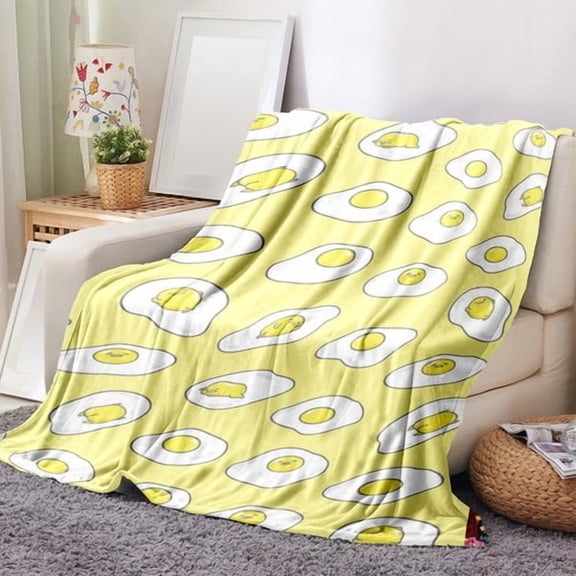 Lazy Egg Blanket Soft Cozy Throw Gudetama Blanket for Boys Girl Gifts Lightweight Warm Plush Flannel Blankets and Throws for Couch Sofa Bed