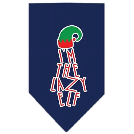 Lazy Elf Screen Print Pet Bandana, Navy - Large