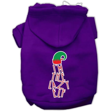 Lazy Elf Screen Print Pet Hoodie, Purple - Extra Small