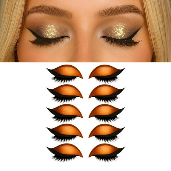 Lazy Eye Shadow Eyelash Patch, 3-in-1 Reusable Eyeshadow, Colorful Eyelash Makeup Stickers with False Lashes Shadow & Eyeliner, Makeup Stencils Sticker for All Eye Shapes