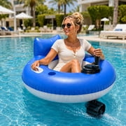 Lazy Floatie Motorized, 2026 Upgraded Motorized Inflatable Pool Float, with 360  Joystick Control, Single/Dual Motor Options, Water Lounger with Backrest Cup Holder for Beach Summer Party A