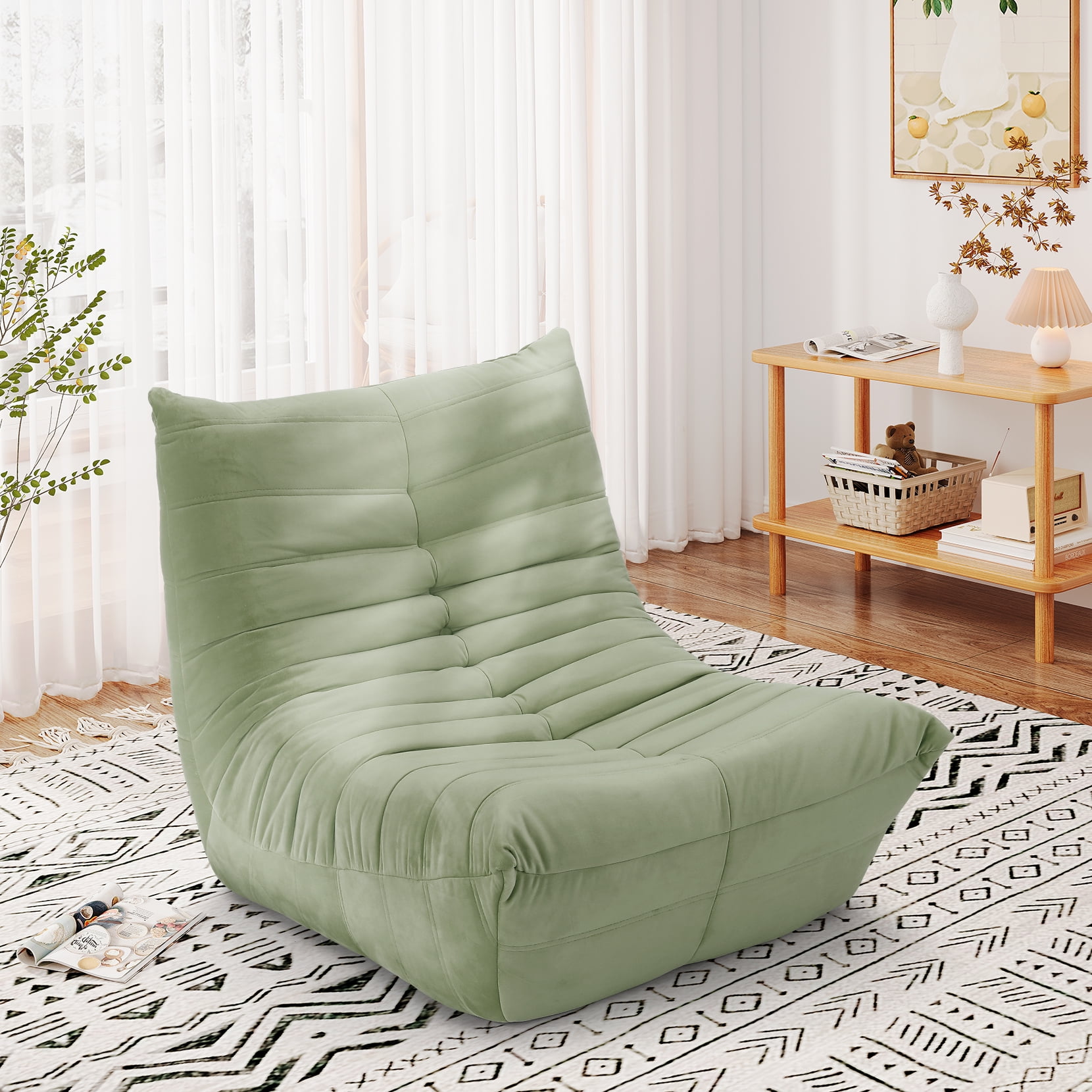Bean Bag Chair, Neche Floor Sofa Couch Chair for Teen Adults, Soft Cozy Tatami, Fireside Reading Chair for Living Room Bedroom - Green