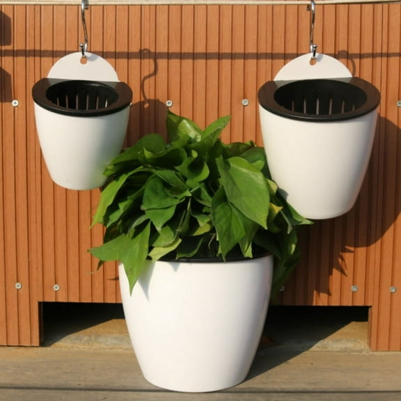 Lazy Flower Pot Water Hanging Plants Pot/Self Watering Planter,Succulent Plants and Small Flower pots Plants Pots Indoor Out Wall Hang Flowerpot Window Boxes (White)