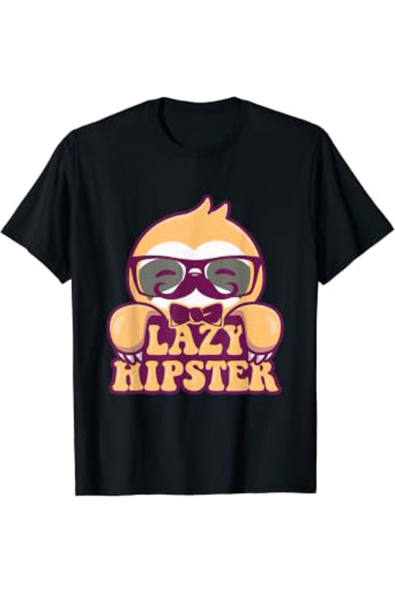 Lazy Hipster Sloth Mustache Freethinker Nerd Urban Style T-Shirt