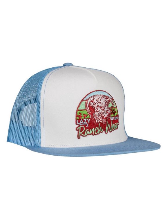 Ranch White Carolina Blue Prickly Pear Classic Five Panel Trucker Hat