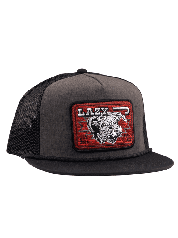 Ranch Charcoal Grey Black Red Cowpoke Classic Five Panel Trucker Hat