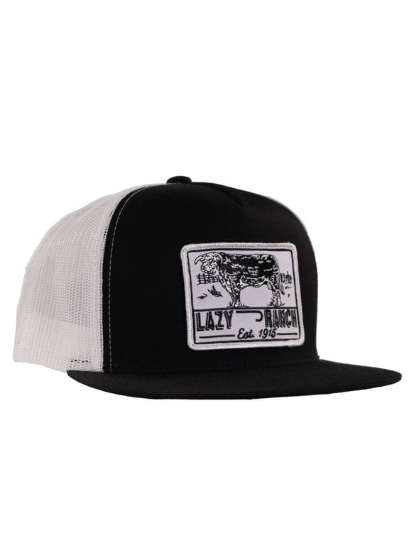 Lazy J Ranch Black White Bull Trap Classic Five Panel Trucker Hat