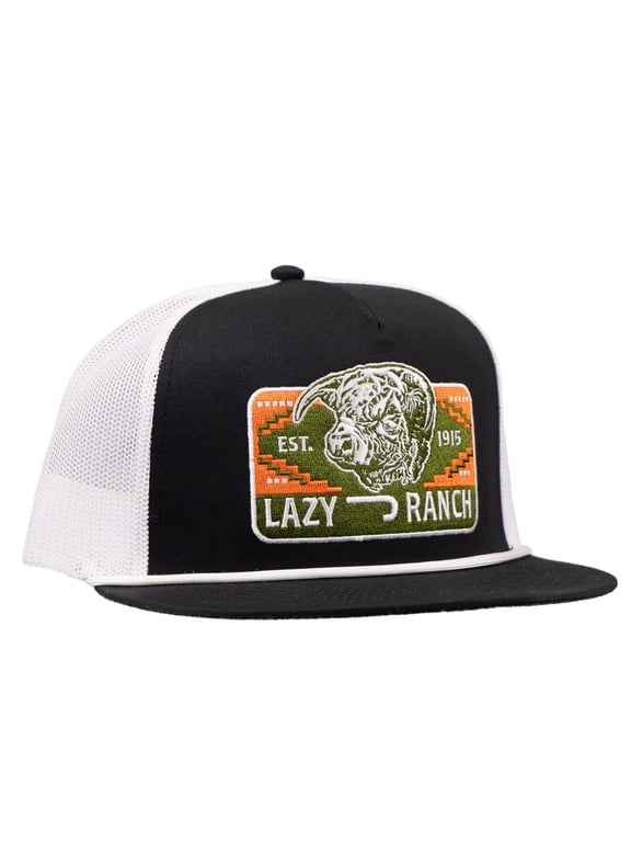 Lazy J Ranch Black White Presidio Classic Rope Trucker Hat