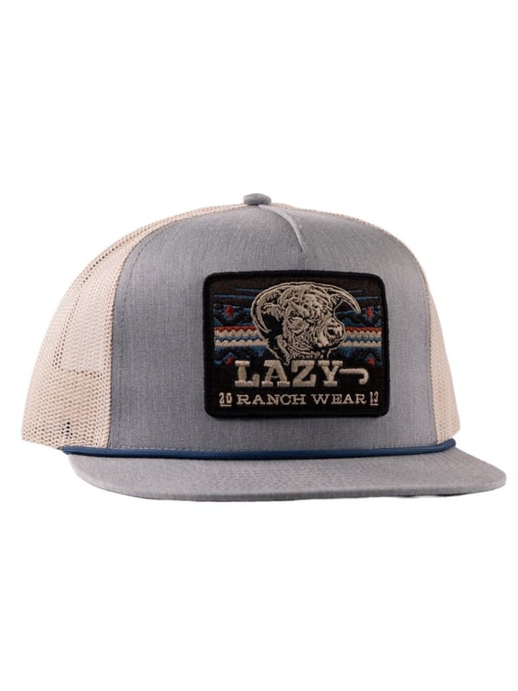 Lazy J Ranch Chambray Tan Aztec Tribal Classic Rope Trucker Hat