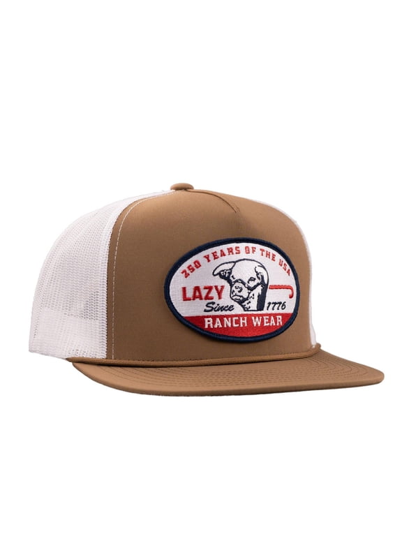 Lazy J Ranch Coyote Brown White 1776 Classic Rope Trucker Hat