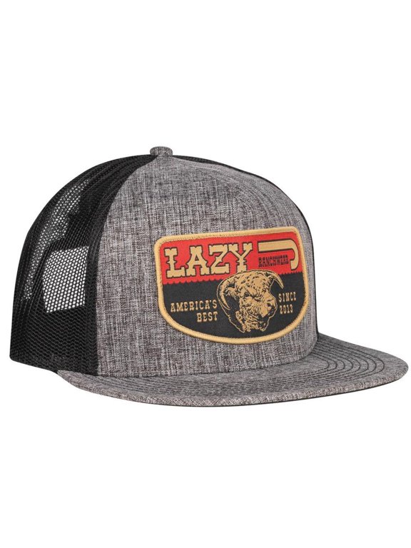 Lazy J Ranch Heather Grey Black America's Best Banner Classic Five Panel Trucker Hat