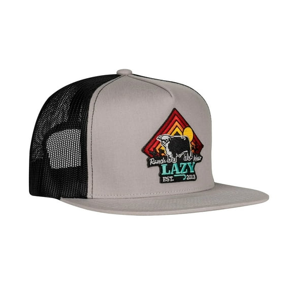 Lazy J Ranch Wear Cactus Sunrise Silver Grey Black Trucker Cap SILBLK4RISE