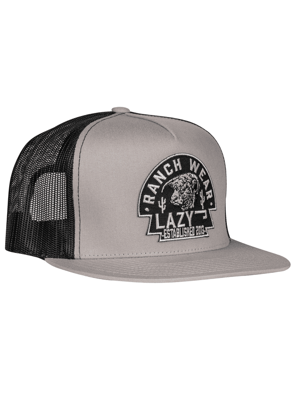 Ranch Silver Grey Black Arrowhead Classic Five Panel Trucker Hat