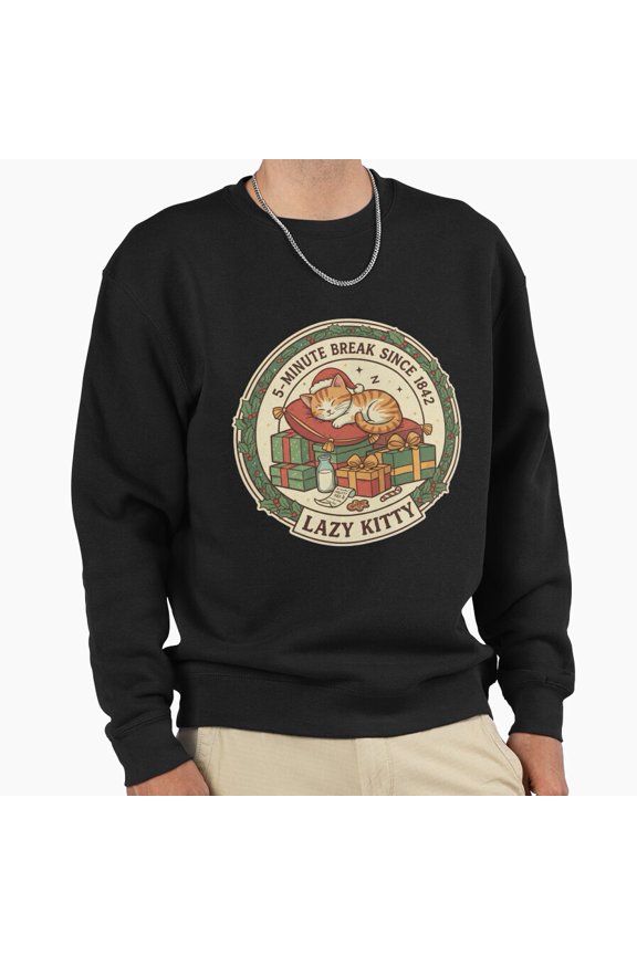 Lazy Kitty 5 Minute Break Sleeping Cat Graphic Unisex Sweatshirt Funny Retro Art G21927, Up to Size 5XL