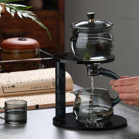 Lazy Kungfu Drip Heat Resistant Semi-Automatic Glass Teapot