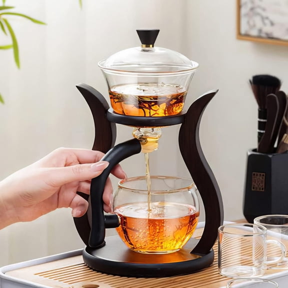 Lazy Kungfu Drip Heat Resistant Semi-Automatic Glass Teapot