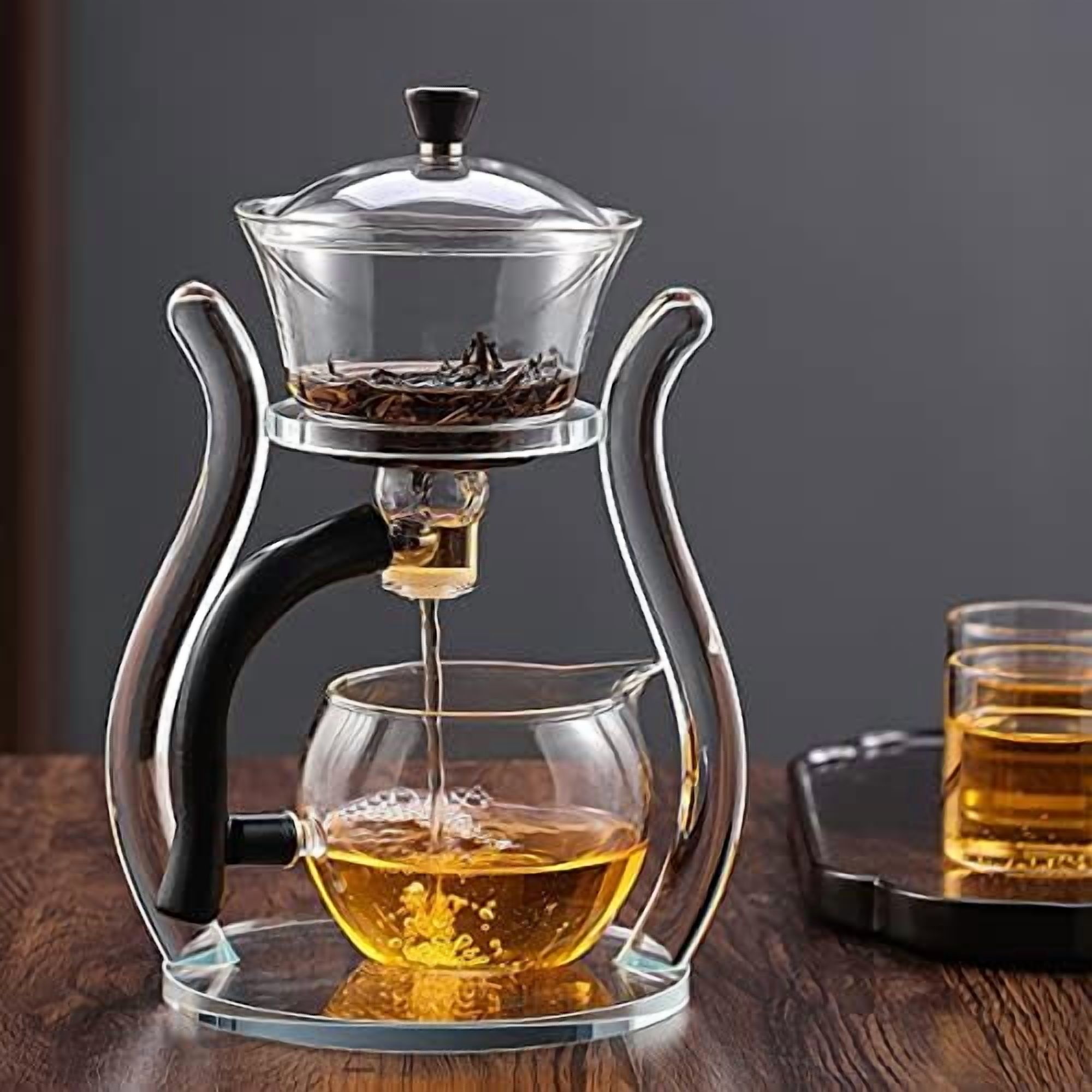 Lazy Kungfu Drip TeaPot, Heat Resistant Tea Set, Semi-Automatic Glass ...