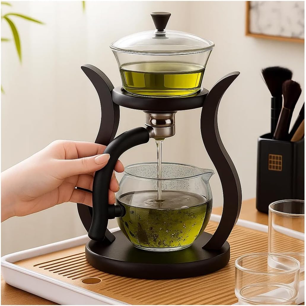Lazy Kungfu Drip TeaPot, Heat Resistant Tea Set, Semi-Automatic Glass ...