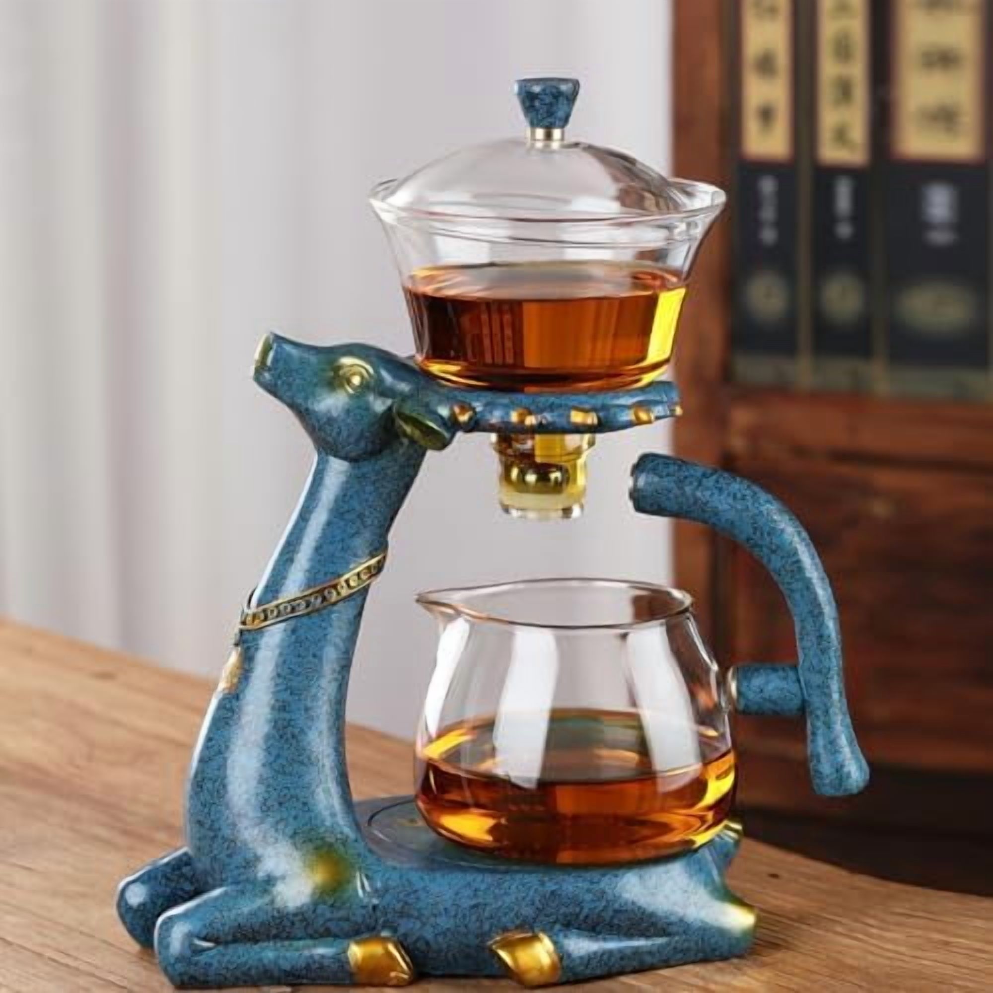 Lazy Kungfu Drip TeaPot, Heat Resistant Tea Set, Semi-Automatic Glass ...