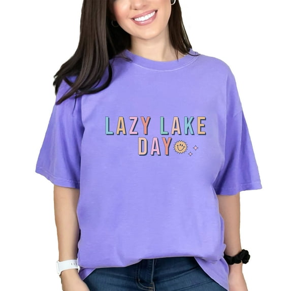 Lazy Lake Day, Summer Vacation Themed, Violet Comfort Colors T-Shirt, XL
