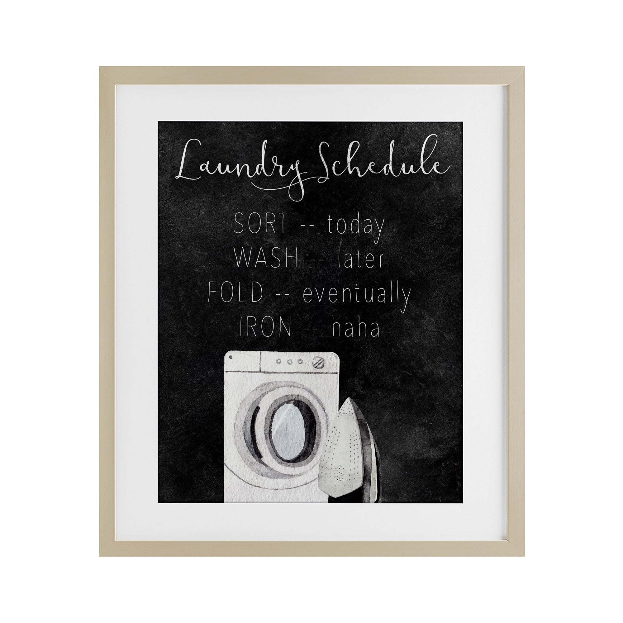 Lazy Laundry Schedule Humor Birch Framed Print Under Glass, design by Kim Allen