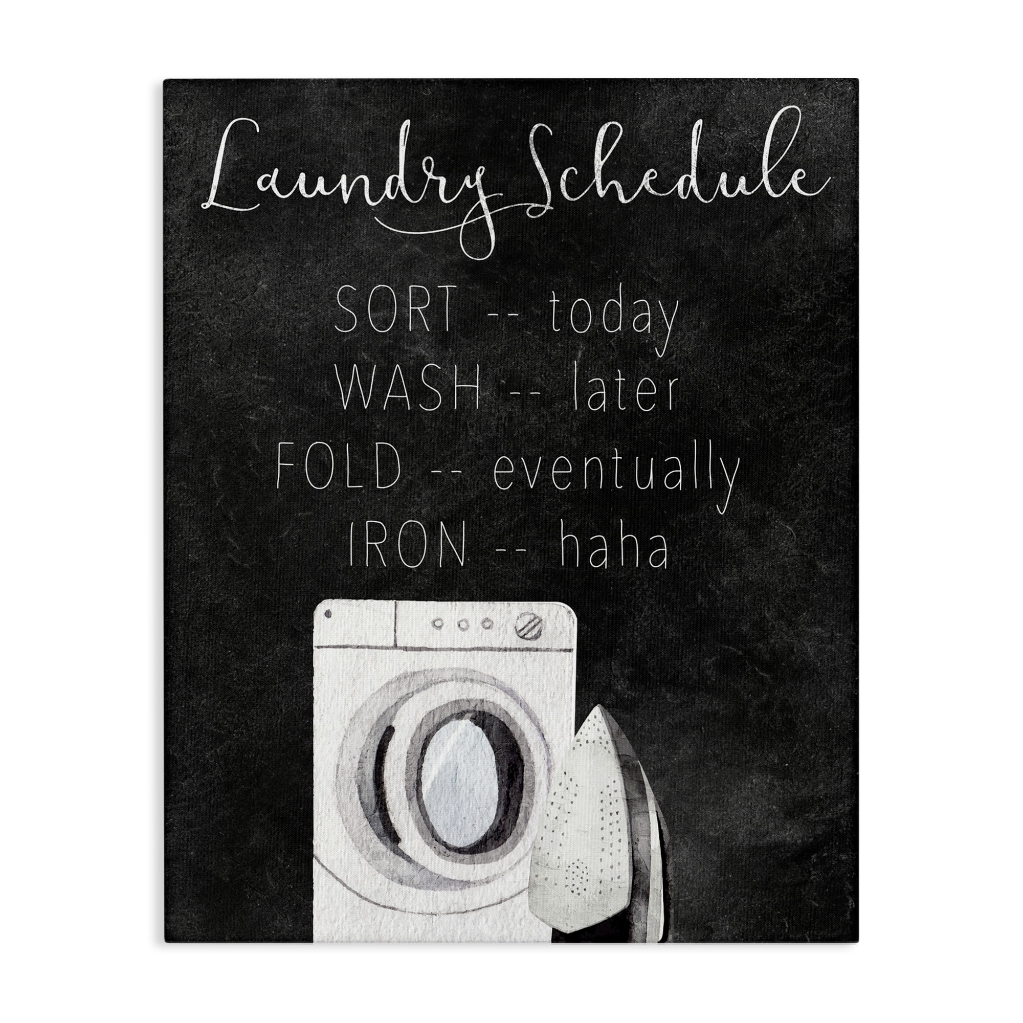 Lazy Laundry Schedule Humor Canvas Wall Art, design by Kim Allen