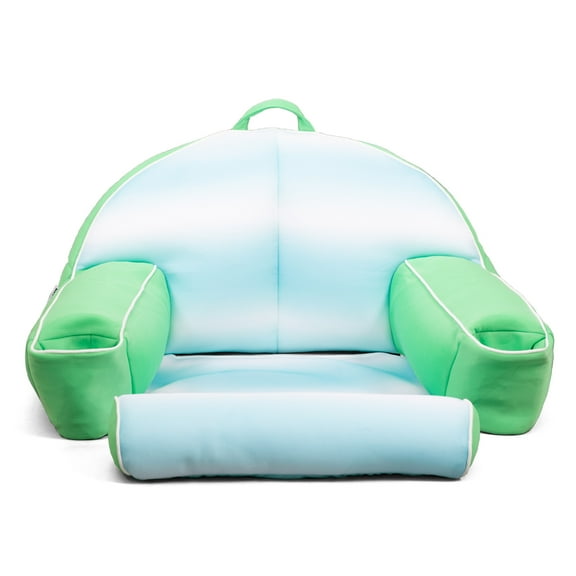 Big Joe Lazy Lounger No Inflation Needed Pool Float with Headrest and Footrest, Rolling Wave Aqua Double Sided Mesh, Quick Draining Fabric, 3.5 feet Lounger