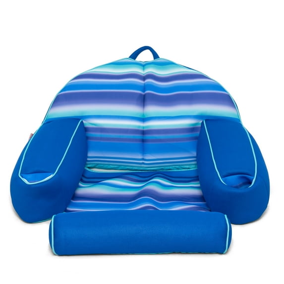 Big Joe Lazy Lounger No Inflation Needed Pool Float with Headrest and Footrest, Blurred Blue Double Sided Mesh, Quick Draining Fabric, 3.5 feet Lounger
