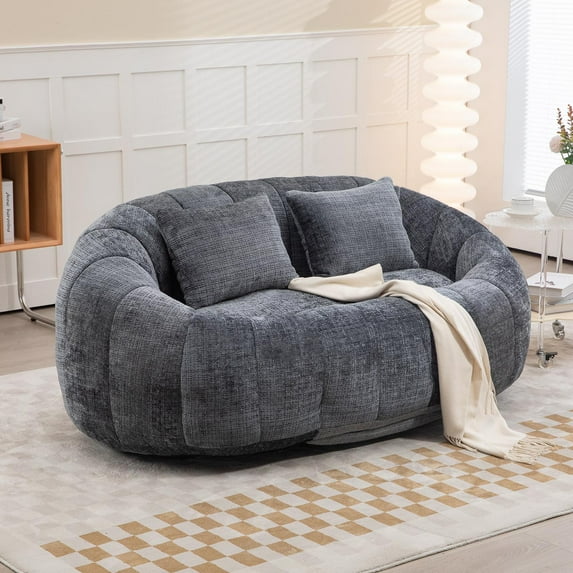 Lazy Loveseat Sofa Foam Filling Couch Twin Size Floor Sofa Bean Bag for Adults Chair Indoor & Outdoor Lounge Couch