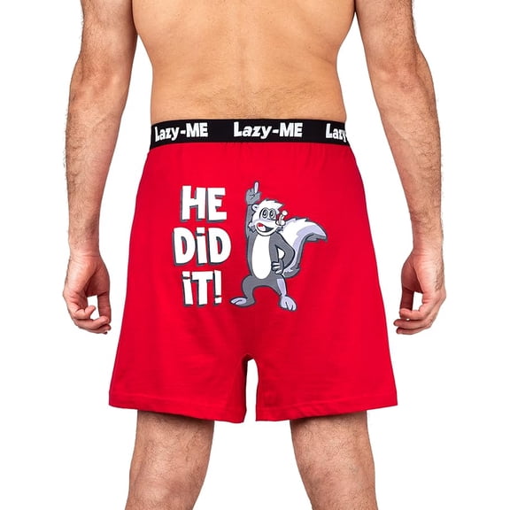 Lazy Me Men's Funny Novelty Boxer Shorts Humorous Underwear, Gag Gifts for Him, He Did It, Size Small