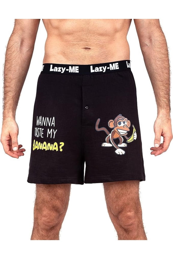 Men's Funny Novelty Boxer Shorts Humorous Underwear, Gag Gifts for Him, Taste My Banana, Size Medium