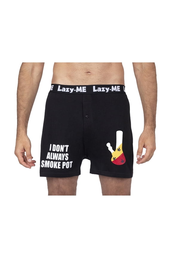 Lazy-Me Mens Funny Novelty Boxer Shorts, Black, Bong Rasta Flag, Rasta Flag, Size: L, Lazy Me